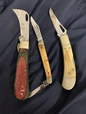 3 Pocket Knives Frost Cutlery Vintage Hawksbill Surgical Steel Japan Solingen - Image 1 of 4
