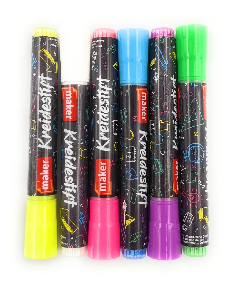 6x Kreidestifte Flüssigkreide Kreidemarker Stift Marker abwischbar Tafel Fenster - Bild 1 von 1