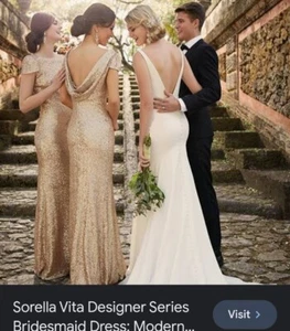 SORELLA VITA Bridal Bronze Rose Gold Sequin Maxi Prom Dress Gown AU9 US6 XS S - Picture 1 of 21