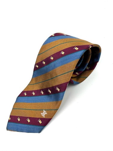 Cravatta Celine 100 seta a righe ricamo marrone