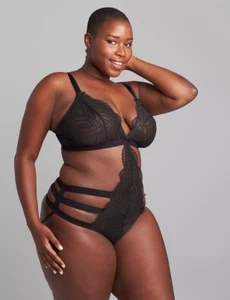 NEW LANE BRYANT BLACK LACE STRAPPY PLAYSUIT SZ 22/24 - Picture 1 of 2