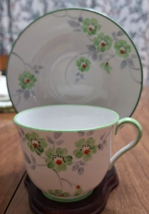 Vintage TF&S Ltd. Phoenix Bone China Tea Cup & Saucer Floral Green Blue - Picture 1 of 6