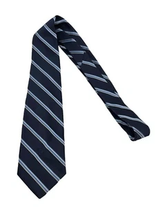 Vintage PIERRE CARDIN Dark Blue Yellow Stripes w/ Logo, Men's Neck Tie - Picture 1 of 4