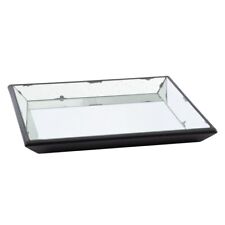 24 Inch Square Decorative Tray With Mirrored Surface Modern Style Black -