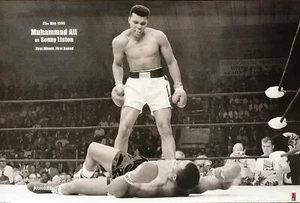 Póster horizontal redondo de primer minuto de Muhammad Ali vs Sonny Liston 24 X 36 - Imagen 1 de 1