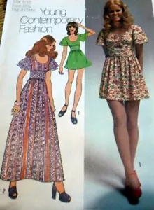 *BELLISSIMO ABITO VINTAGE anni 70 modello da cucire BUSTO 30 1/2 - Foto 1 di 1