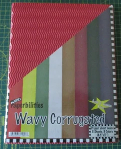 8 Sheets 8 Colours Paperbilities Wavy Corrugated Paper 8.5" x 11" Acid Free - Picture 1 of 2