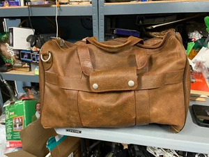 AmeriLeather 18” Pebbled Leather Carry on Brown Weekend Duffel Travel Duffel Bag - Picture 1 of 22