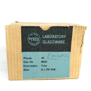Caja de cristalería de laboratorio Pyrex vintage de 42 tubos de ensayo tamaño 18 x 150 mm - Imagen 1 de 12