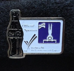 Rare '94 Commonwealth Games Coca-Cola Coke Bottle Gymnastics Pictogram Lapel Pin - Picture 1 of 1