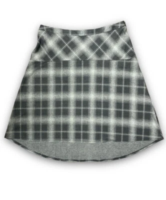 NY Collection Plaid Knee-Length Skirt High-Low Hem Black Gray Size XL EUC - Image 1 of 4