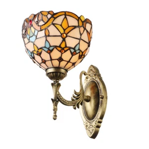 Baroque Vintage Stained Glass Shade Wall Lamp Tiffany Sconce Wall Light Fixture - Picture 1 of 9