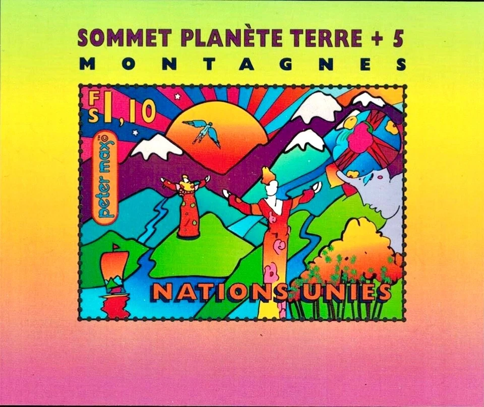 ONU Ginebra #MiBl9 MNH S/S 1997 Cumbre de la Tierra Peter Max Ícaro Sun Ship [306] Foto 1 de 1