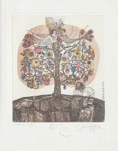 Impresión artística original de edición limitada grabado exlibris "Tree life" por NOZDRIN YURY - Imagen 1 de 1