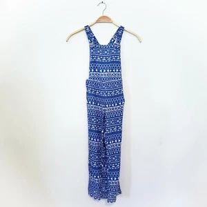 NWT The Children's Place Blue White Tribal Print Girls Jumpsuit pants Size 6x/7 - Picture 1 of 12