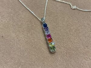1.75 Ct Multi Colour Rainbow Lab Created Diamond Necklace Platinum Plated 925