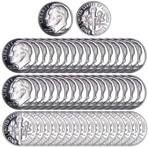 1983 S Roosevelt Dime Roll Gem Deep Cameo CN-Clad Proof 50 US Coins Cover