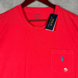 Ralph Lauren Shirt Mens XLT XL Tall Red Pocket Short Sleeve Crewneck - Picture 1 of 8