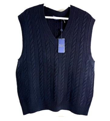 Polo Ralph Lauren Cable-Knit Wool-Cashmere Sweater Vest Hunter Navy Men`s Sz XXL - Image 1 of 4