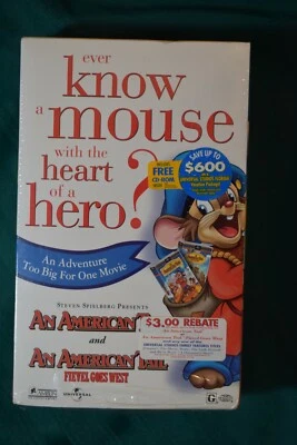 An American Tail 1 & Sequel, Fievel Goes West (VHS, 1986 & 1991) SEALED Box Set - Image 1 of 4