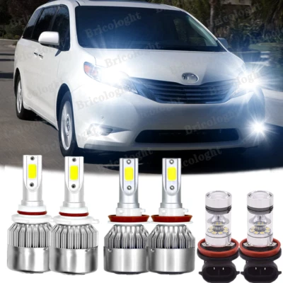 Faro LED blanco haz alto bajo antiniebla bombilla A para Toyota Sienna 2011-2020 Foto 1 de 4