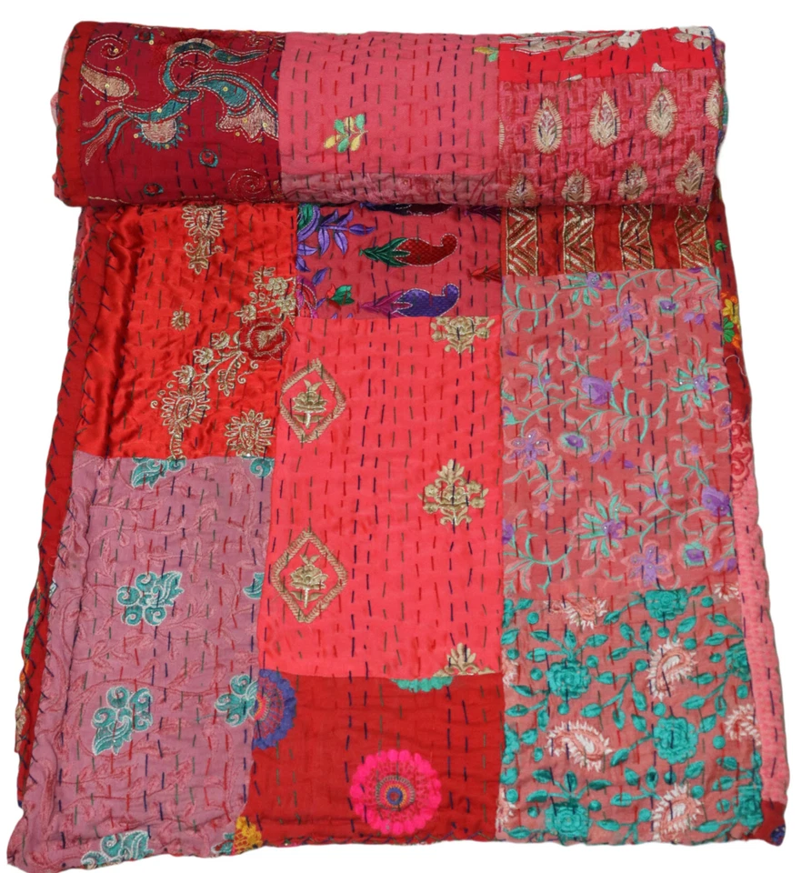 Indian Handwoven Patchwork Vintage Cotton Kantha Quilt ,Bedspread ,Throw Blanket - Image 1 of 1