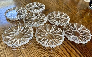 Vintage Glass Clear Round Drink Coasters Set of 7 MCM Candle Coasters - Picture 1 of 5