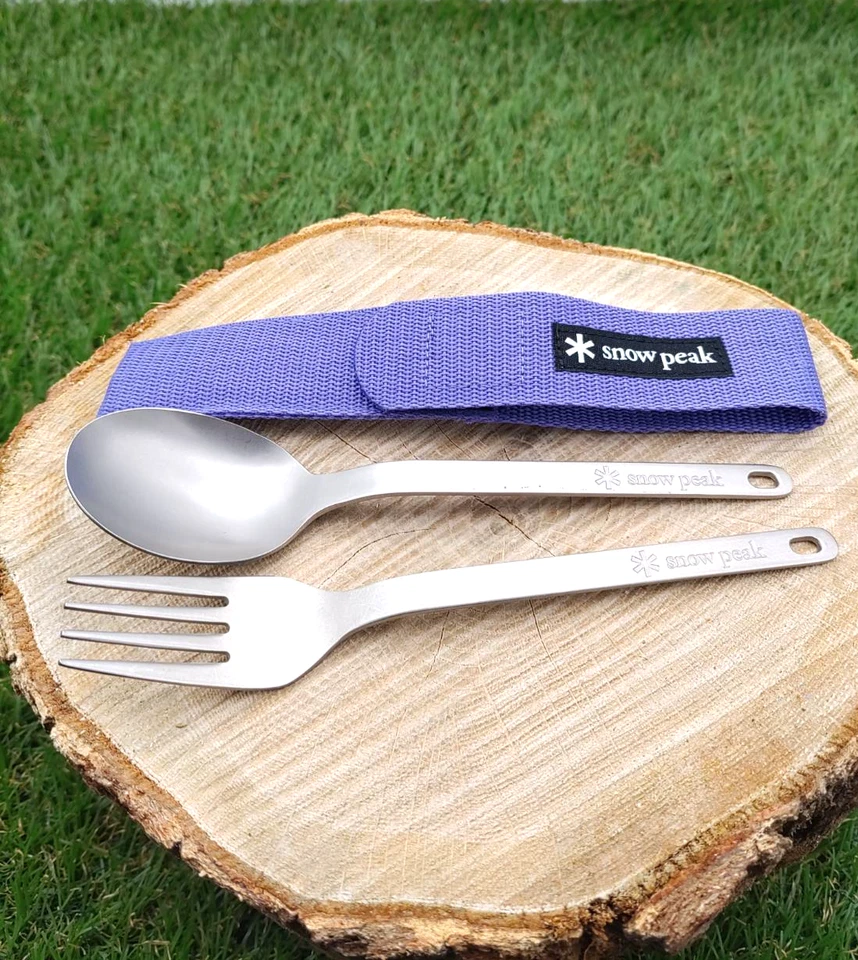 Snow Peak Titanium ”Wapper Weapon” Fork & Spoon Set with Case SCT-002  Japan - Image 1 of 4