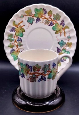 Vintage Spode,Monticello Vine, Scalloped Demitasse Cup & Saucer Purple/Green - Image 1 of 4