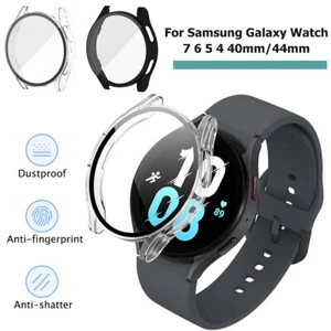 For Samsung Galaxy Watch 7 6 5 4 Hard Case Screen Cover Tempered Glass 40/44mm - Picture 1 of 12