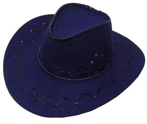 DARK BLUE HEAVY SOFT IMITATION LEATHER COWBOY HAT adult size men womens NEW - Picture 1 of 1