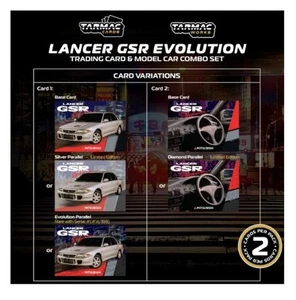 T64G-048-SL Tarmac Works 1:64 Lancer GSR Evo Silver with Tarmac Trading Cards - Picture 1 of 7