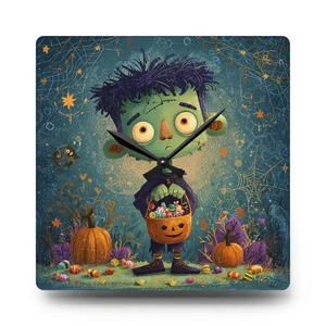 Halloween Frankenstein Wall Clock Acrylic Round or Square Décor High-End Durable - Picture 1 of 9