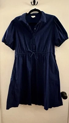 J. Mini Camisa Vestido Crew Azul Marino Cuello Manga Corta Abullonada Talla 14 Foto 1 de 4