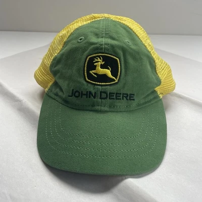 YOUTH John Deere Snapback Hat Adjustable Trucker Cap Green Yellow Excellent - Image 1 of 4