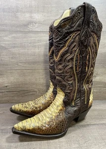 Corral Genuine Python Snake Skin Cowboy Western Boots Womens Size 7 M - Picture 1 of 16