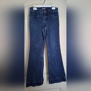 Wrangler Girls Western Bootcut Blue Flared Jeans Sz 10 Rodeo Boho Party Gipsy - Picture 1 of 13