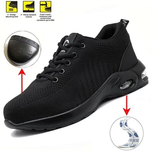 Safety Shoes Men With Steel Toe Anti-smash Boots Outdoor Breathable Work Shoes - Picture 1 of 35