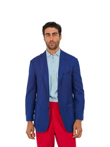 $1590 RUBINACCI NAPOLI Blue Jacket Knit Wool / Mohair / Silk  40 US / 50 EU - Picture 1 of 7