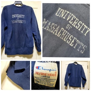 Vintage University of Massachusetts Sweatshirt Men Large Reverse Weave 90s USA - Picture 1 of 21