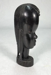 Vintage Afrikanische Büste Handgeschnitzt Holz Skulptur Stammeskopf Holz Ebenholz Afrikaner - Bild 1 von 8