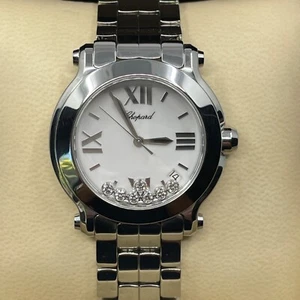 Chopard Happy Sport 7 Floating Diamond White Dial 36mm Steel Quartz Watch 8475 - Picture 1 of 8