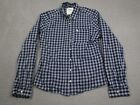Abercrombie Fitch Shirt Womens Medium Blue Chcked Button Up Long Sleeve