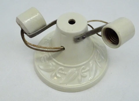 Vintage Porcelier Ceramic Ceiling Light Fixture 2-Light Cover