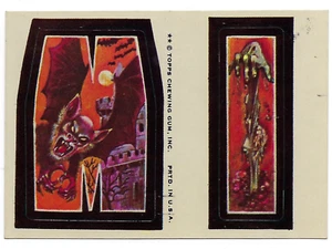 1974 MONSTER INITIALS Sticker Card M & I Vampire Bat/Zombie Arm tan back nm- - Picture 1 of 1