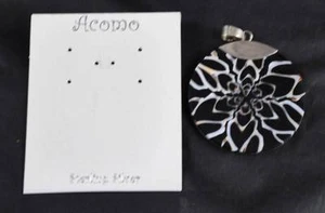 Acomo Sterling Silver 925 Pendant Round Fancy Shell Natural Handcrafted Artisan - Picture 1 of 1