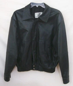 Lederjacke schwarz gefüttert distressed BIKER Motorrad Reißverschluss vorne Herren Medium COOL - Bild 1 von 5