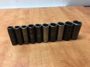 CRAFTSMAN 1/2" DR METRIC DEEP IMPACT SOCKET SET 13 14 15 17 18 19 21 22 24 27mm - Picture 1 of 9