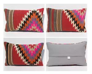 turkish wall art Turkish 3 kilim pillow covers ridge Handmade kilim rug 20"X14" - Picture 1 of 10