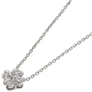 MIKIMOTO Necklace Clover Diamond K18 White Gold - Picture 1 of 4